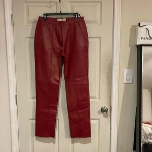 Red leather pants